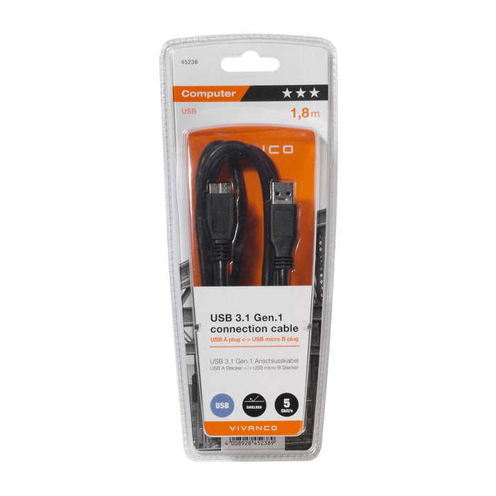 Cable VIVANCO USB 3.1 A-microB 1.8 m 45238