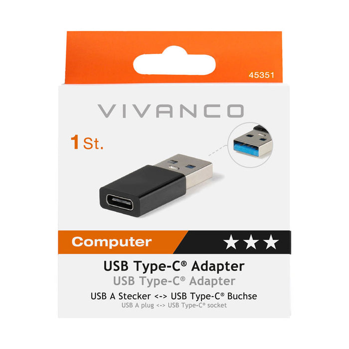 Adapter cable VIVANCO USB 3.1 M - USB-C F 45351