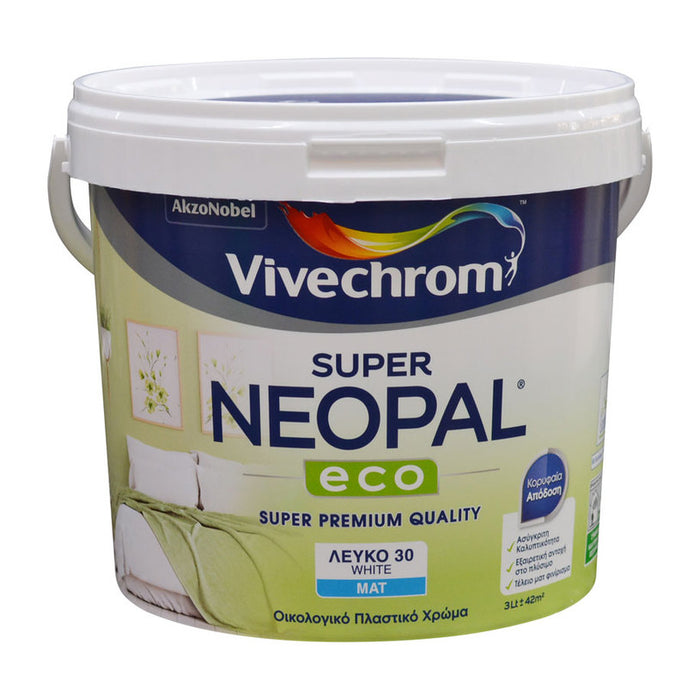 INTERIOR ECOLOGICAL PAINT 3 L WHITE WASH RESISTANT VIVECHROM NEOPAL ECO