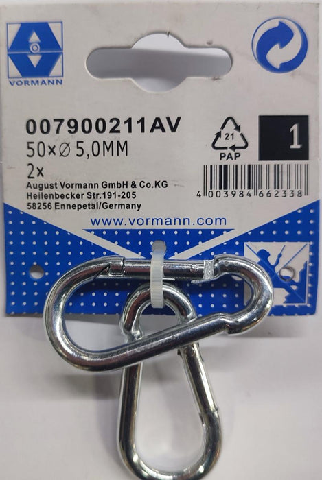 CARABINA GALVANIZED VRN 5MM 50X7/5 2PCS