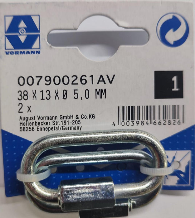 CARABINA OVAL WITH NUT 5MM 38/6.5X13 2PCS
