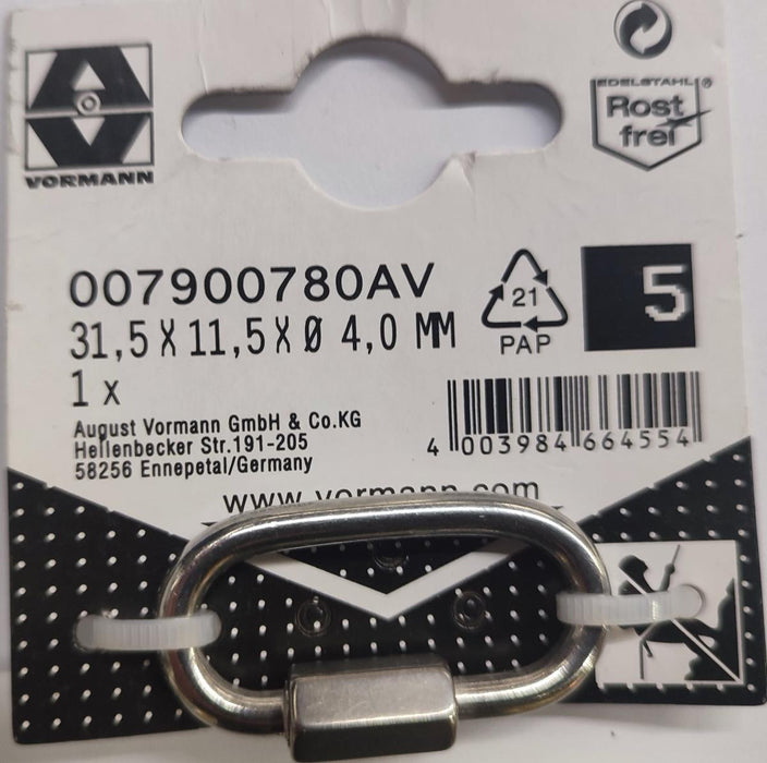 CARABINER OVAL WITH NUT 4 MM 31.5/5.5X11.5