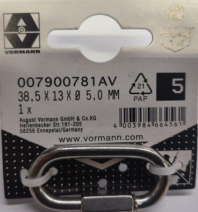 CARABINA OVAL WITH NUT VRN 5MM 38/6.0X13