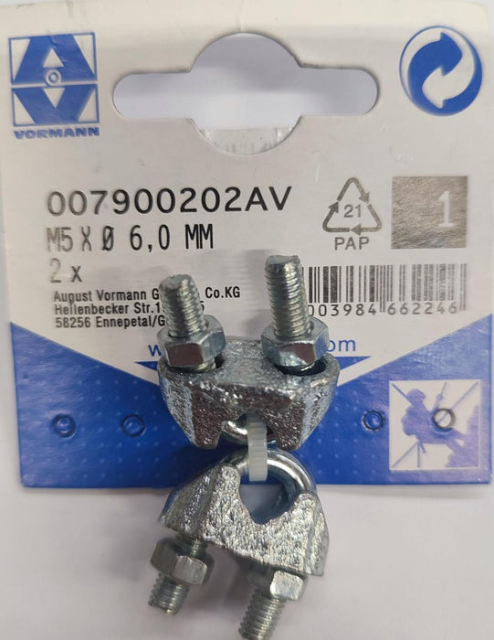 CABLE CLAMP POTSIN VRN 6MM M5 2PCS