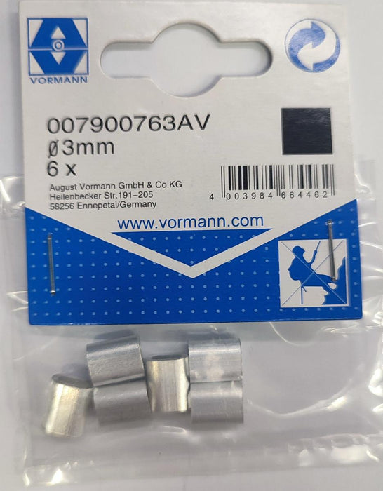 CABLE CLIP ALUM VRN 3MM 11/6.5 6PCS