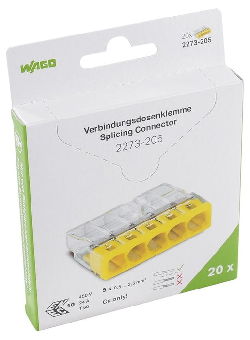 CABLE CLAMP WITH QUICK CONNECTION 20 PCS 5X0.5-2.5MM2 WAGO