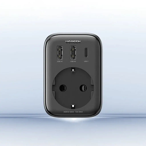 Wall charger 30W (2xUSB/USB C/AC) / adapter EU - EU 13A Ugreen CD314 - black - Cell phone USB charger<<<HurtelXML