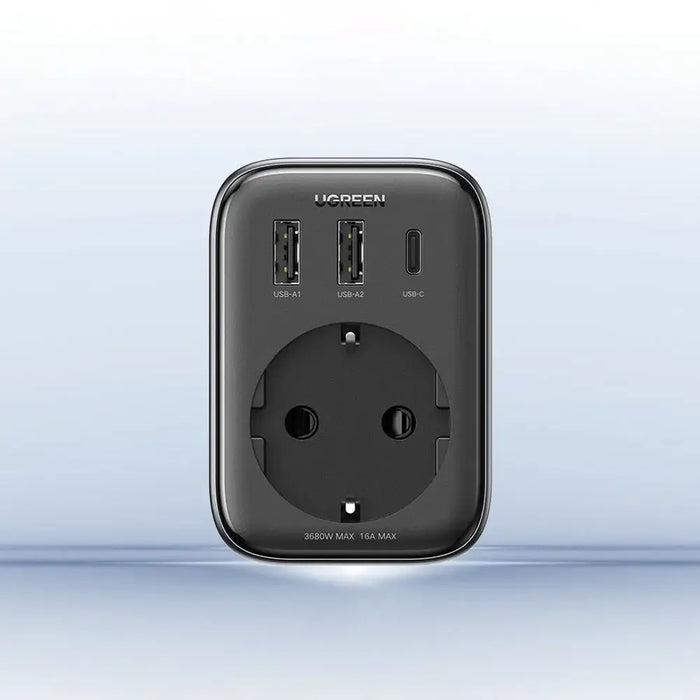 Wall charger 30W (2xUSB/USB C/AC) / adapter EU - EU 13A Ugreen CD314 - black - Cell phone USB charger<<<HurtelXML