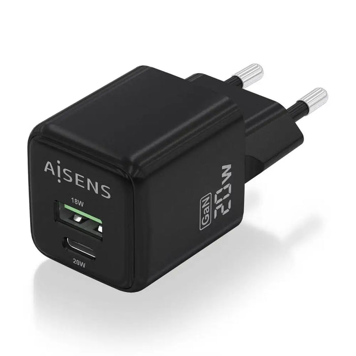 Wall Charger Aisens ASCH-20W2P011-BK 20 W Black (1 Unit) - Електроника Телефони и таблети<<<Компютри|