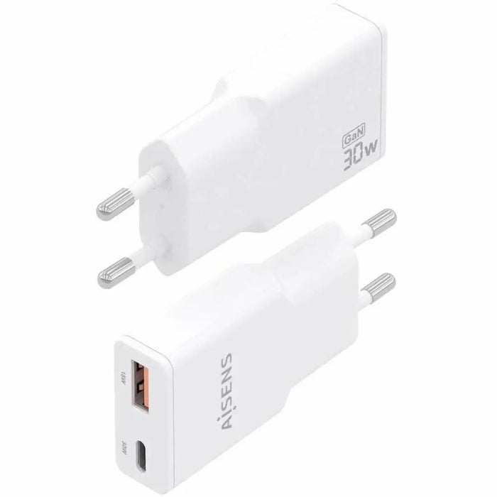 Wall Charger Aisens ASCH-30W2P046-W White 30 W - Електроника Телефони и таблети<<<Компютри| Електроника<<<BigBuy&&&USB