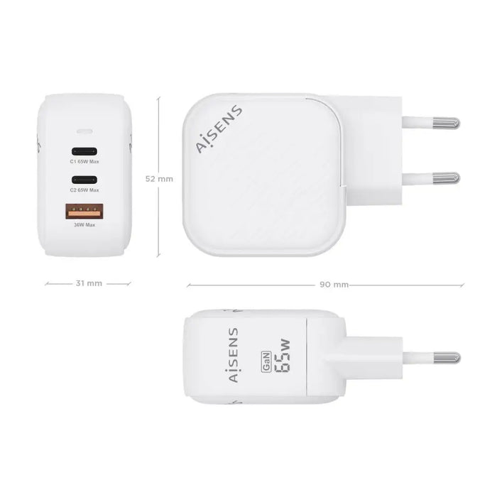 Wall Charger Aisens ASCH-65W3P026-W White 65 W (1 Unit) - Електроника Телефони и таблети<<<Компютри|