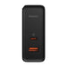 Wall charger Baseus GaN USB-C + USB 100W + 1m cable (black) - mains chargers<<<Chargers<<<GSM