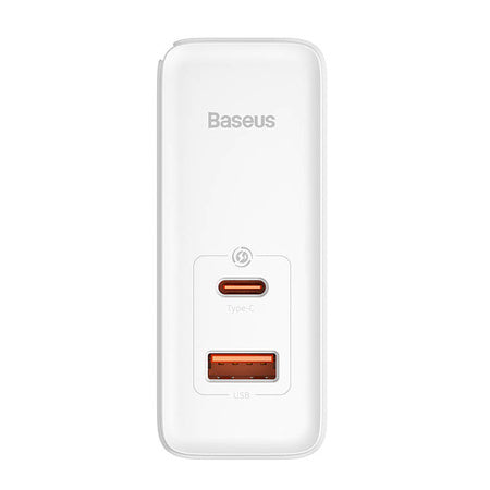 Wall charger Baseus GaN5 Pro USB-C + USB 100W + 1m cable (white) - mains chargers<<<Chargers<<<GSM