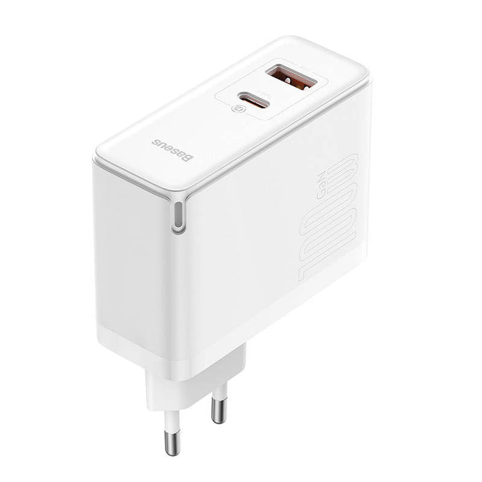 Wall charger Baseus GaN5 Pro USB-C + USB 100W + 1m cable (white) - mains chargers<<<Chargers<<<GSM