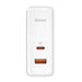 Wall charger Baseus GaN5 Pro USB-C + USB 100W + 1m cable (white) - mains chargers<<<Chargers<<<GSM