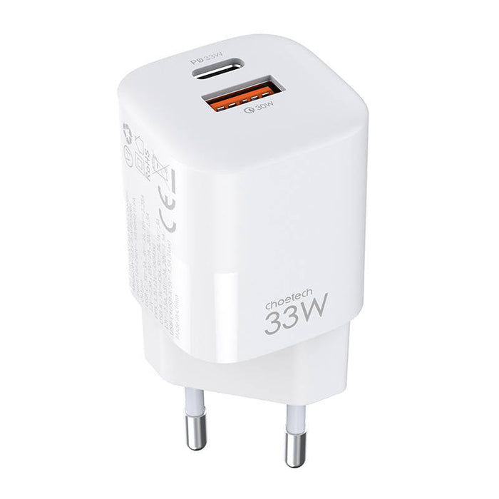 Wall Charger Choetech 33W PD5006 A + C dual port (white) - mains chargers<<<Chargers<<<GSM