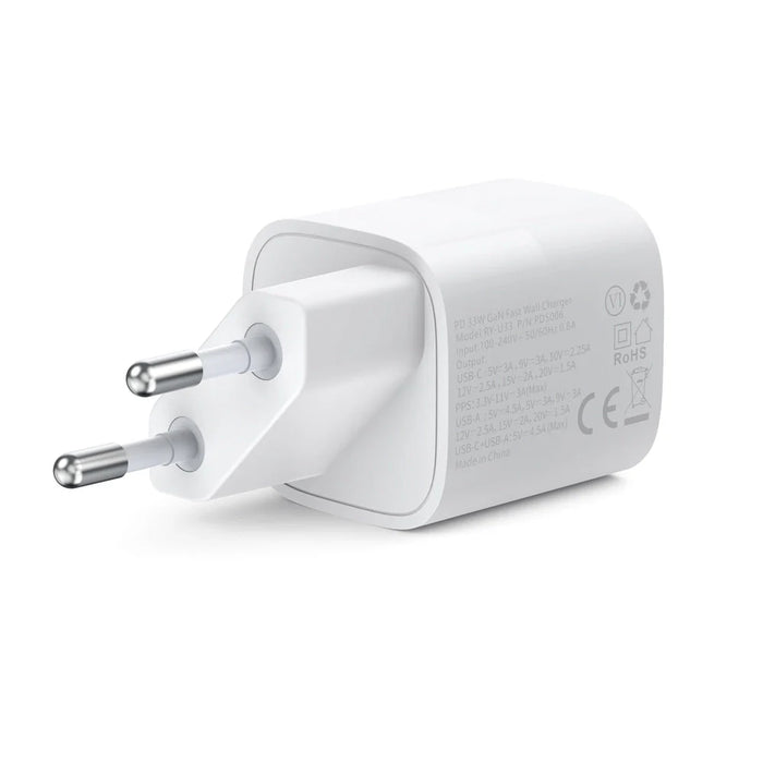 Wall Charger Choetech 33W PD5006 A + C dual port (white) - mains chargers<<<Chargers<<<GSM
