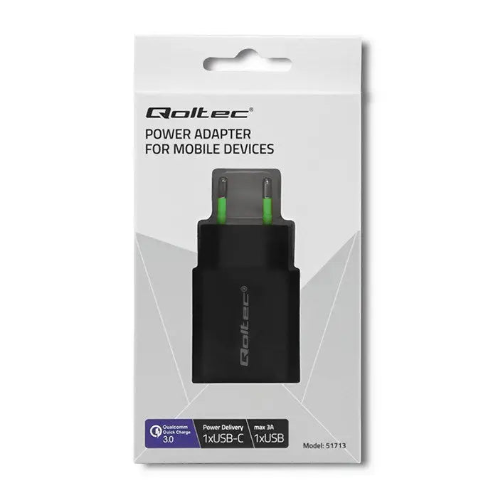 Wall Charger Qoltec 51713 Black 18 W - ChargersLAD-SIC<<<Power supplies for phonesLAD<<<ActionPL&&&Електроника Телефони
