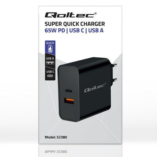 Wall Charger Qoltec 52380 Black 65 W (1 Unit) - USB зарядни и кабели<<<Електроника Телефони и таблети<<<Компютри|