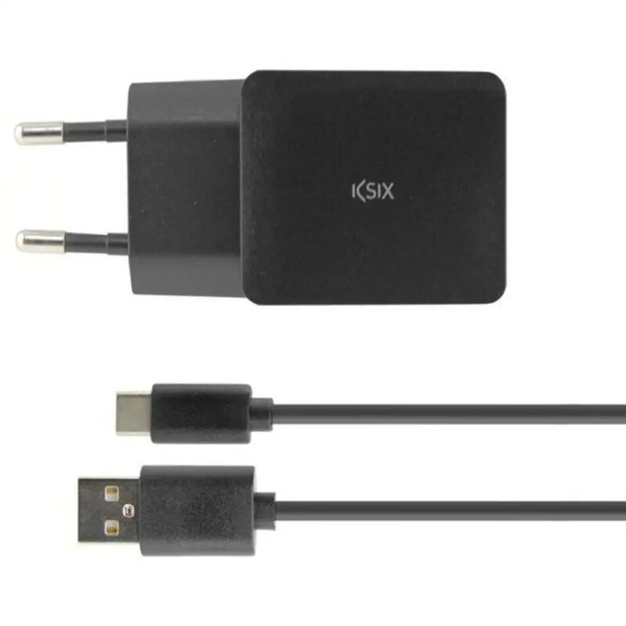 Wall Charger + USB A to USB C Cable KSIX USB Black - Електроника Телефони и таблети<<<Компютри|