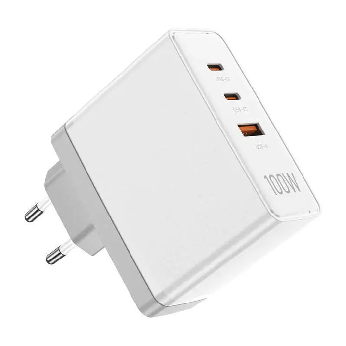 Wall charger Vention FEGW0-EU 2xUSB-C USB- A 100W/100W/30W GaN (white) - mains chargers<<<Chargers<<<GSM