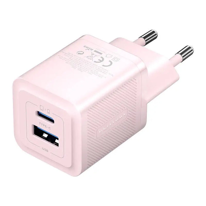 Wall charger Vention FEQP0-EU USB-C + USB- A 30W/30W GaN (pink) - mains chargers<<<Chargers<<<GSM