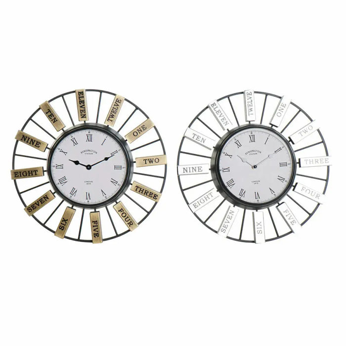 Wall Clock DKD Home Decor 40 x 6,4 x 40 cm Crystal Silver Golden Iron (2 Units) - Декорация и Осветление<<<Дом