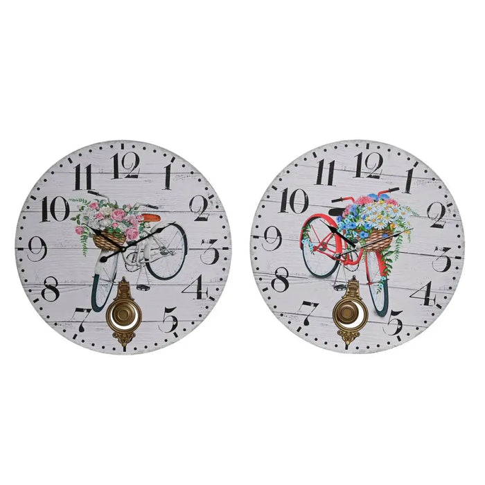 Wall Clock DKD Home Decor Bicycle Metal Multicolour MDF Wood (2 Units) (58 x 4 x 58 cm) - Декорация и Осветление<<<Дом