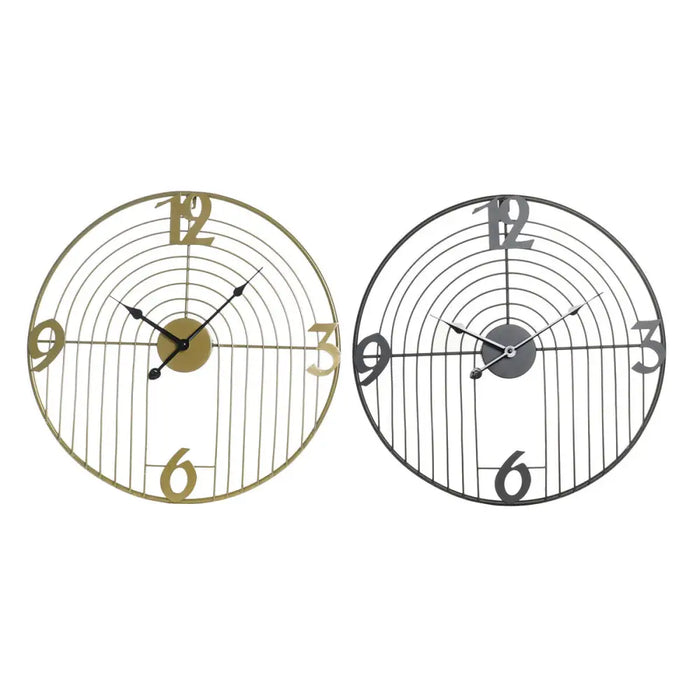 Wall Clock DKD Home Decor Black Golden Metal Modern 45 x 3 x 45 cm (2 Units) - Декорация и Осветление<<<Дом