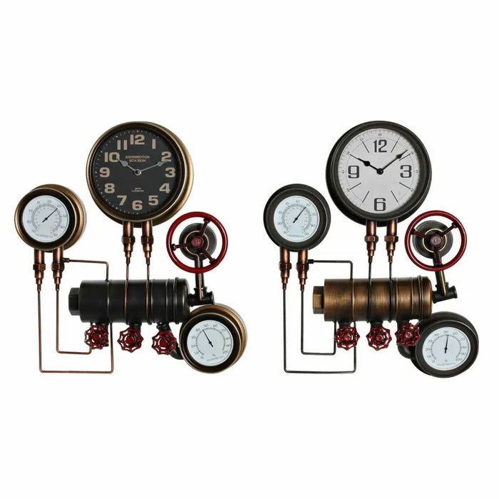 Wall Clock DKD Home Decor Black Red Iron Golden (2 pcs) (46 x 13 x 58 cm) - Декорация и Осветление<<<Дом