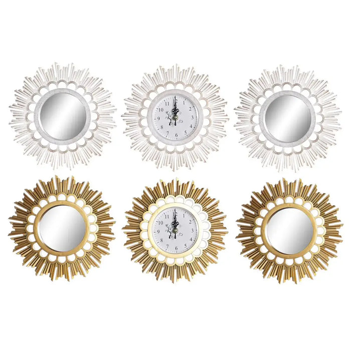 Wall Clock DKD Home Decor Mirror PP (25 x 2,5 x 25 cm) (2 Units) - Декорация и Осветление<<<Дом