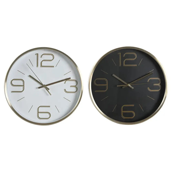 Wall Clock DKD Home Decor White Black Golden Aluminium Ø 25 cm 25 x 4 x 25 cm (2 Units) - Декорация и Осветление<<<Дом