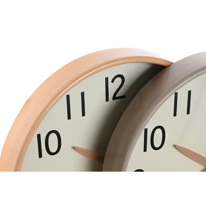 Wall Clock Home ESPRIT Beige Natural PVC Wood 30 x 4,7 x 30 cm (2 Units) - Декорация и Осветление<<<Дом