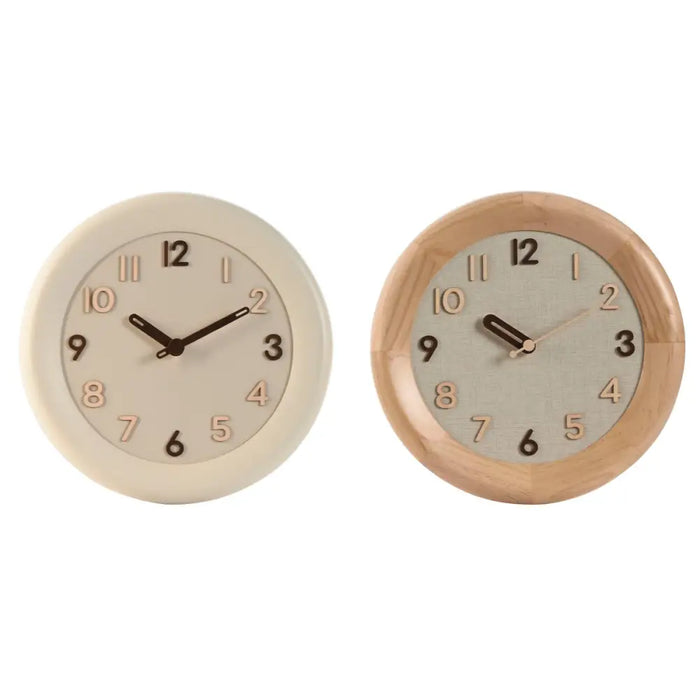 Wall Clock Home ESPRIT Beige Natural Wood 30 x 5 x 30 cm (2 Units) - Декорация и Осветление<<<Дом