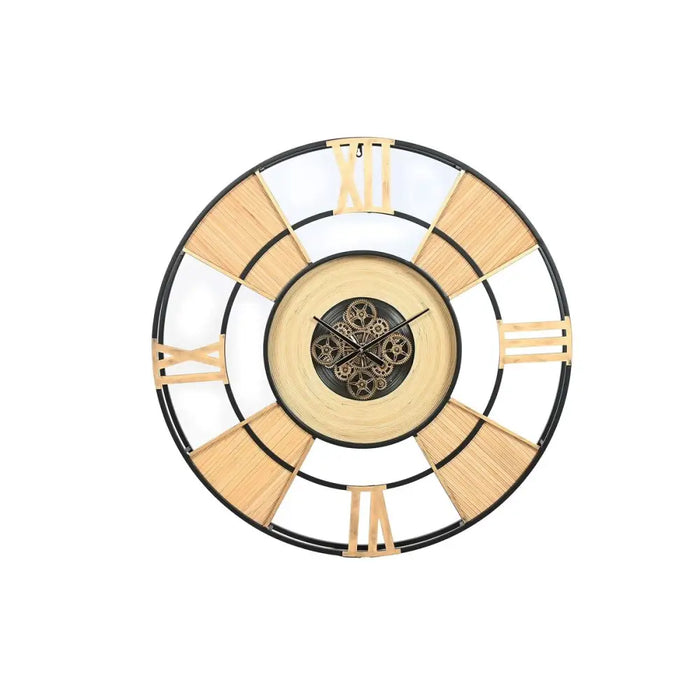 Wall Clock Home ESPRIT Black Natural Metal Rattan 100 x 9 x 100 cm - Декорация и Осветление<<<Дом
