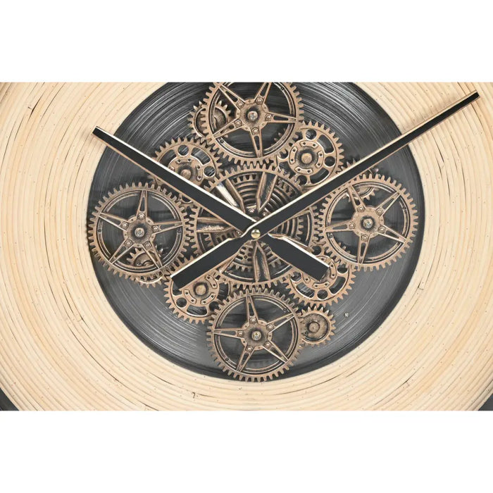 Wall Clock Home ESPRIT Black Natural Metal Rattan 100 x 9 x 100 cm - Декорация и Осветление<<<Дом