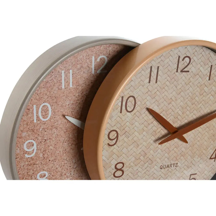 Wall Clock Home ESPRIT Brown Natural PVC Wood 30 x 4,7 x 30 cm (2 Units) - Декорация и Осветление<<<Дом