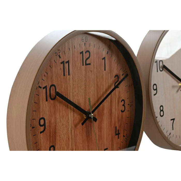 Wall Clock Home ESPRIT Brown Natural PVC Wood 30 x 4 x 30 cm (2 Units) - Декорация и Осветление<<<Дом