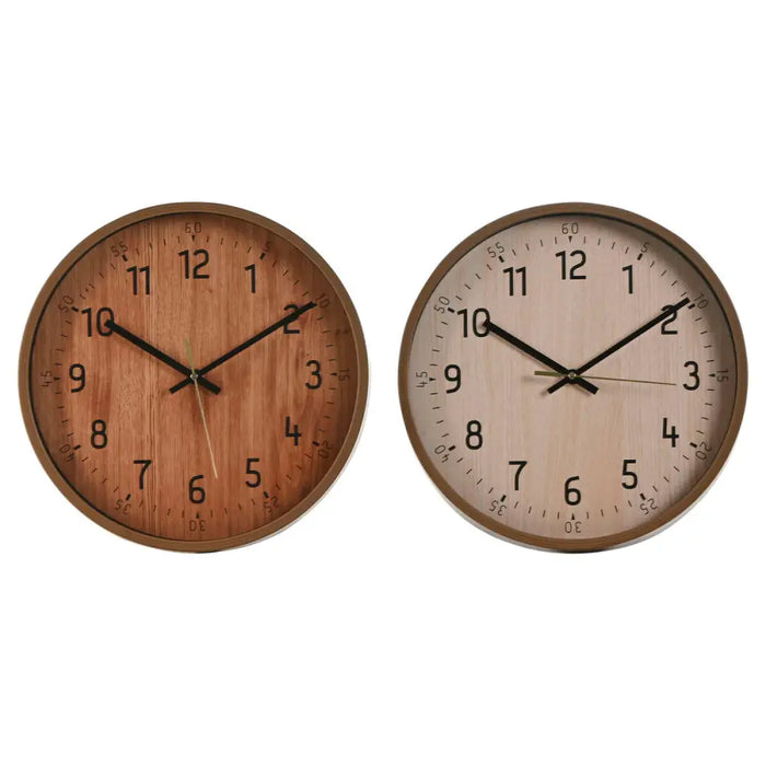 Wall Clock Home ESPRIT Brown Natural PVC Wood 30 x 4 x 30 cm (2 Units) - Декорация и Осветление<<<Дом