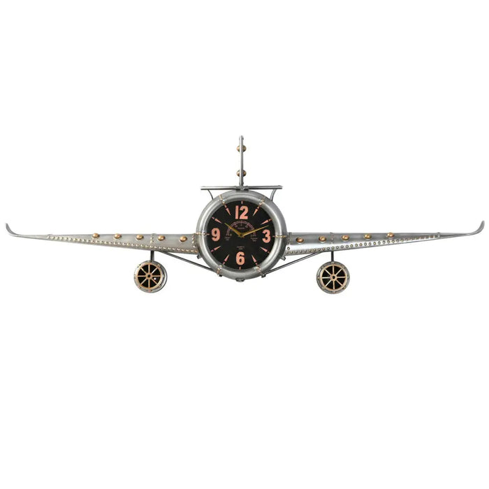Wall Clock Home ESPRIT Golden Silver Metal Aeroplane Vintage 143 x 20 x 46 cm - Декорация и Осветление<<<Дом