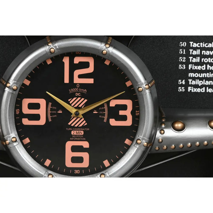Wall Clock Home ESPRIT Golden Silver Metal Aeroplane Vintage 175 x 21 x 64 cm - Декорация и Осветление<<<Дом