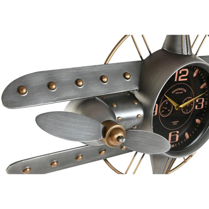 Wall Clock Home ESPRIT Golden Silver Metal Aeroplane Vintage 77,5 x 15 x 46 cm - Декорация и Осветление<<<Дом