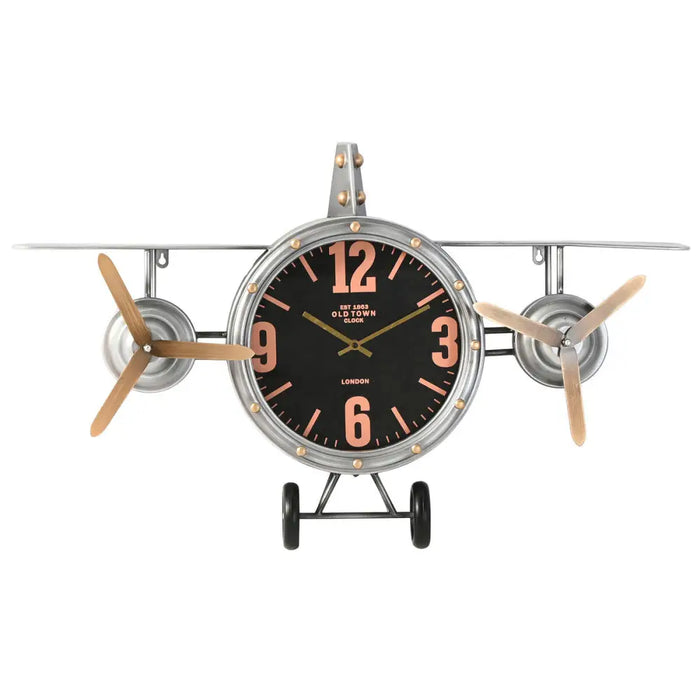 Wall Clock Home ESPRIT Golden Silver Metal Aeroplane Vintage 87 x 17 x 52,5 cm - Декорация и Осветление<<<Дом