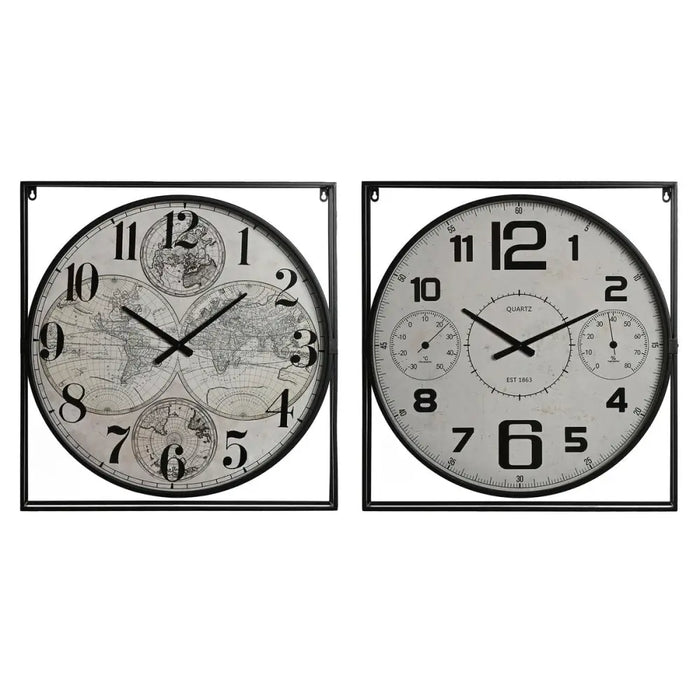 Wall Clock Home ESPRIT White Black Metal MDF Wood 62 x 6 x 65 cm (2 Units) - Декорация и Осветление<<<Дом