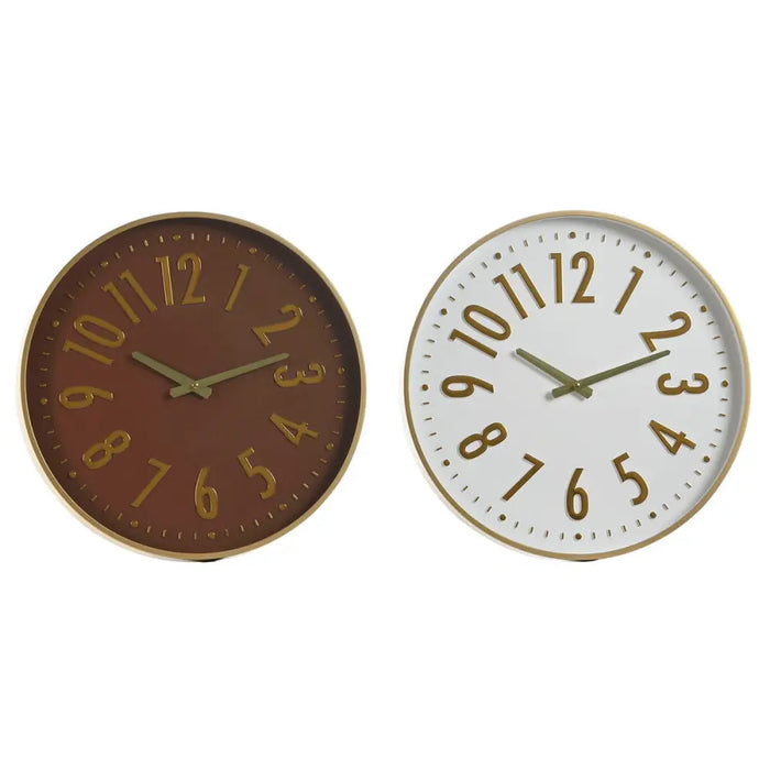 Wall Clock Home ESPRIT White Brown Golden PVC 45 x 4 x 45 cm (2 Units) - Декорация и Осветление<<<Дом