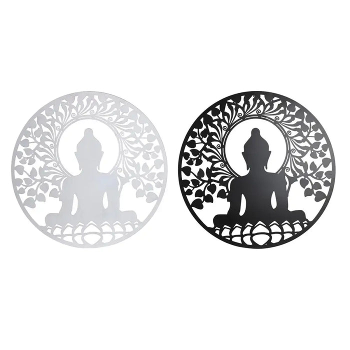 Wall Decoration DKD Home Decor 98 x 1 x 98 cm 100 x 1 x 100 cm Black Buddha White Oriental (2 Units) - Декорация и