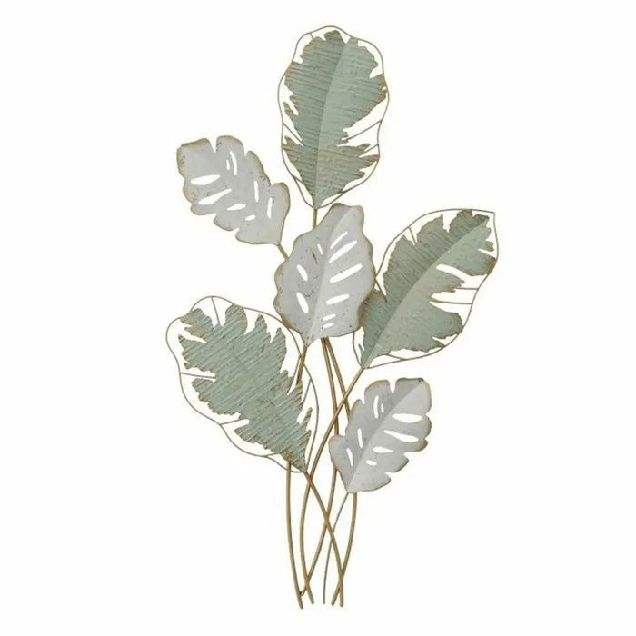 Wall Decoration DKD Home Decor Metal White Green Modern Leaf of a plant (57 x 5,7 x 103 cm) - Декорация и