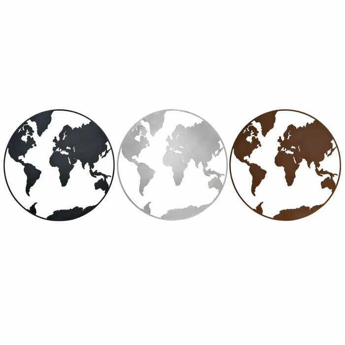 Wall Decoration DKD Home Decor Metal World Map (100 x 1 x 100 cm) (3 pcs) - Декорация и Осветление<<<Дом