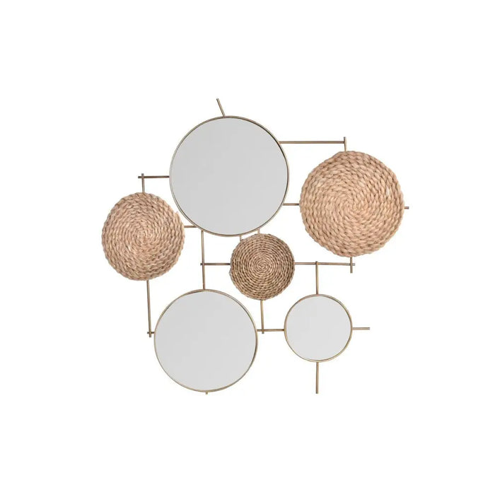 Wall Decoration DKD Home Decor Mirror Natural Metal Brown Copper Fibre (72 x 3,5 x 74 cm) - Декорация и