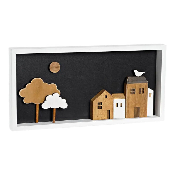 Wall Decoration DKD Home Decor White Brown Houses Urban 40 x 3,5 x 20 cm - Декорация и Осветление<<<Дом